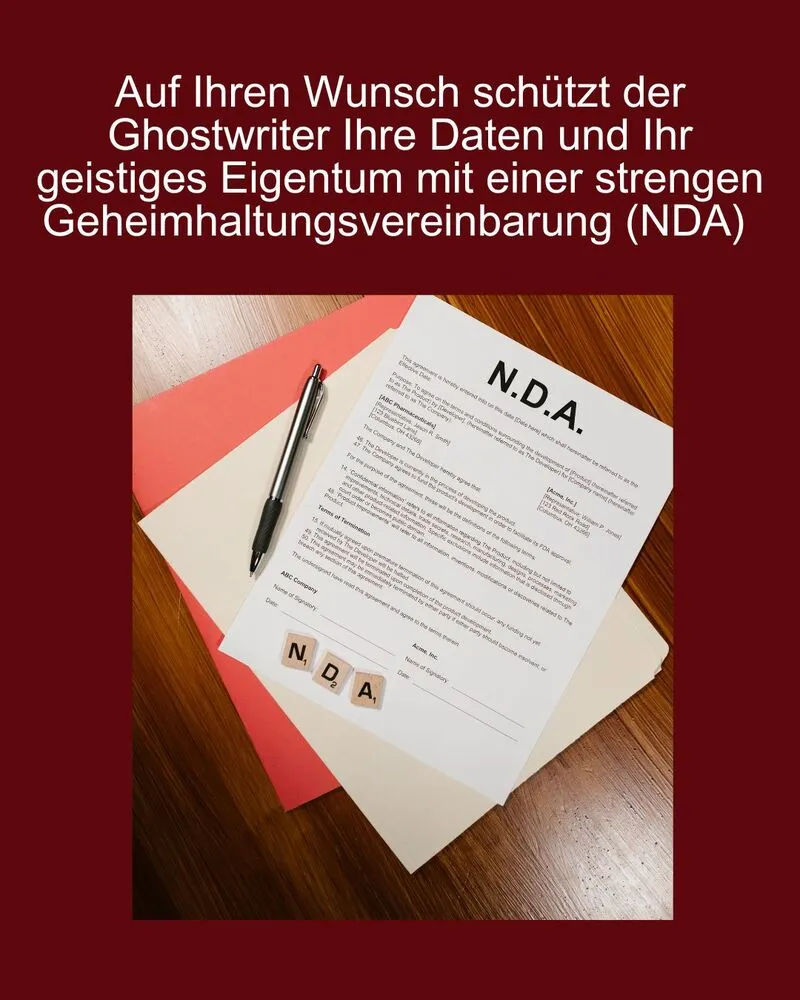 NDA mit dem Buch-Ghostwriter unterzeichnen NDA mit dem Buch-Ghostwriter unterzeichnen